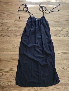 55 Linen Black Maxi Dress 6 MNG Linen Blend Sleeveless
